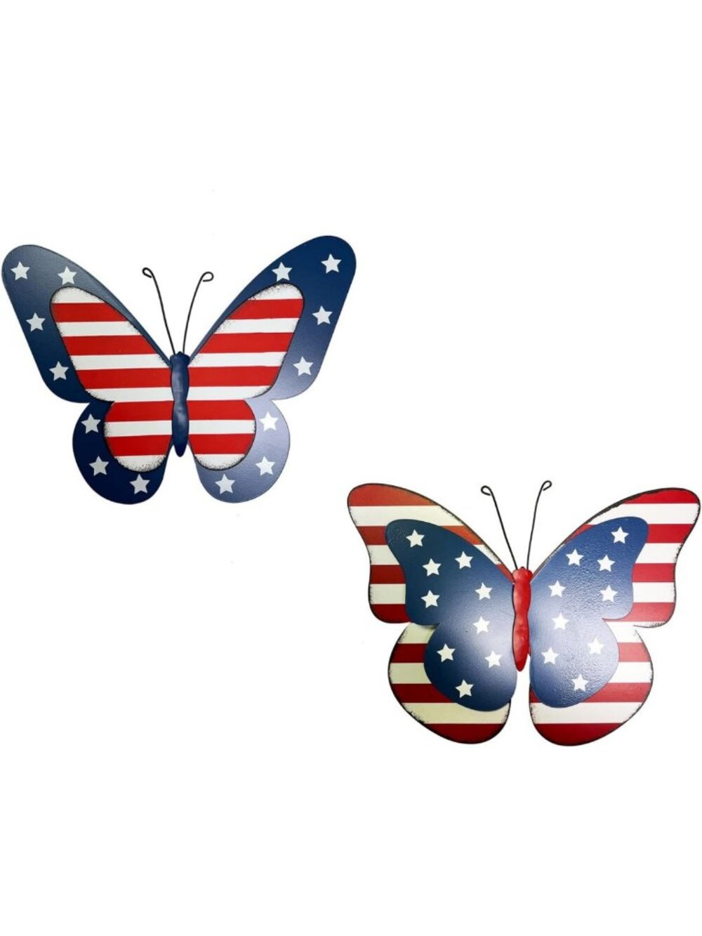 Rustic Metal American Flag Butterfly Wall Decor | Patriotic 4th of July Signs